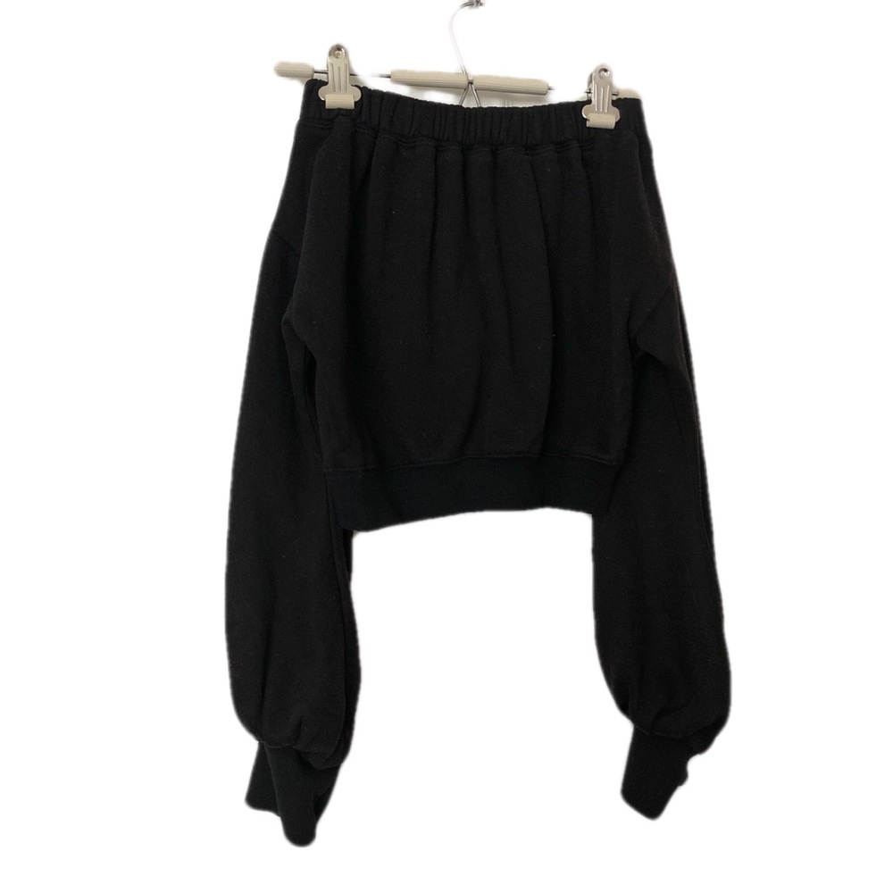 Off the Shoulder Balloon Sleeve Sweatshirt